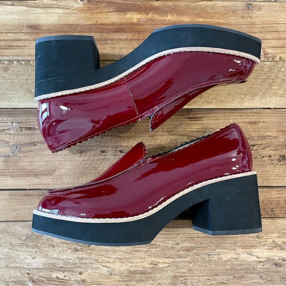 Eileen Fisher Harria Platform Maroon Patent Loafers - Picture 2 of 13